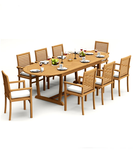 117" Oval Table with Trestle Legs and Mas Chairs