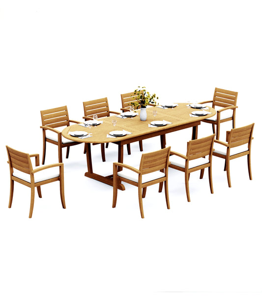 117" Oval Table with Trestle Legs and Travota Chairs