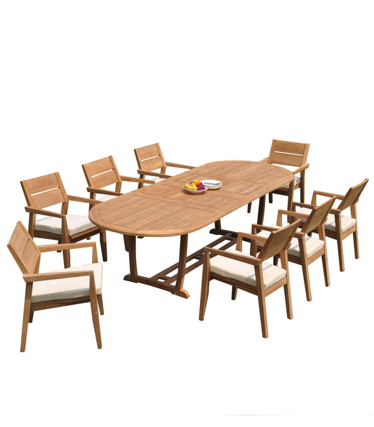 117" Oval Table with Trestle Legs and Vellore Chairs