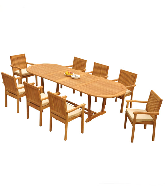 117" Oval Table with Trestle Legs and Leveb Chairs