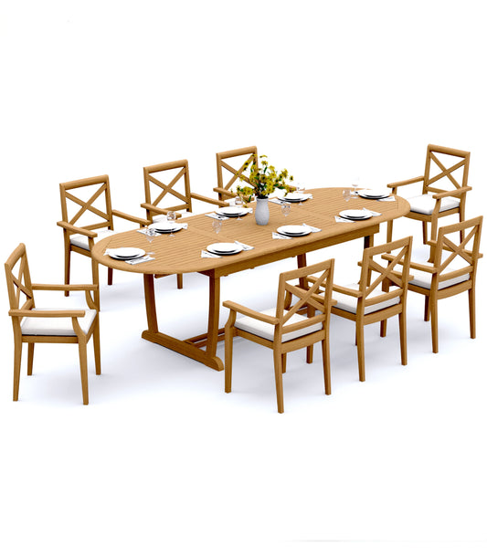 117" Oval Table with Trestle Legs and Granada Chairs