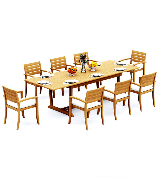 117" Rectangle Table with Trestle Legs and Travota Chairs