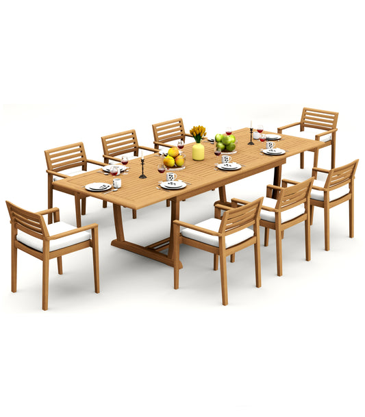 117" Rectangle Table with Trestle Legs and Montana Chairs