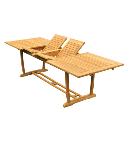 117" Rectangle Table with Trestle Legs and Wave Chairs