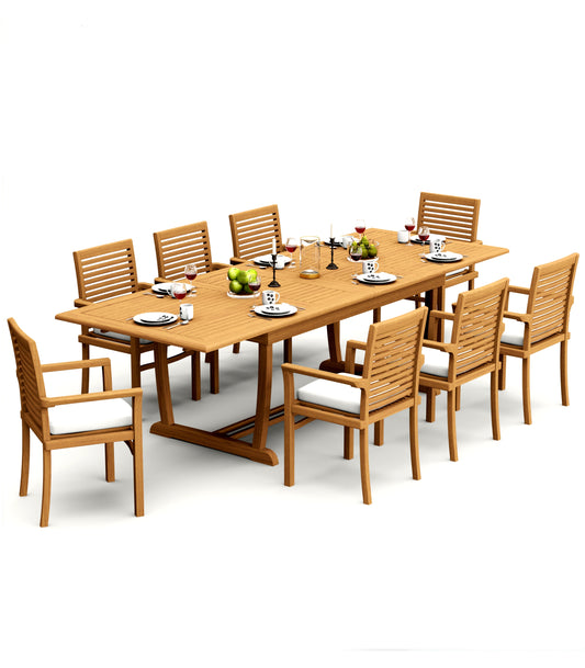 117" Rectangle Table with Trestle Legs and Mas Chairs