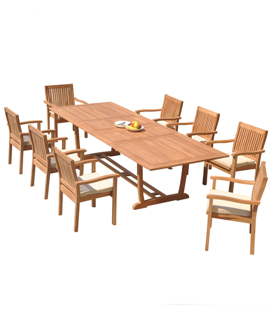 117" Rectangle Table with Trestle Legs and Leveb Chairs