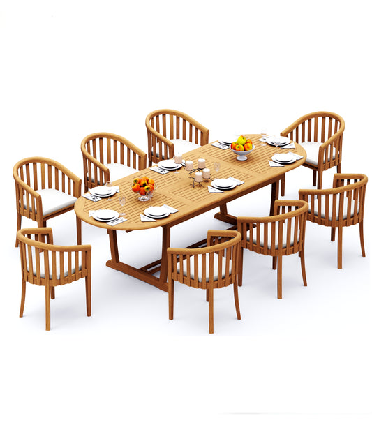 117" Oval Table with Trestle Legs and Lenong Chairs