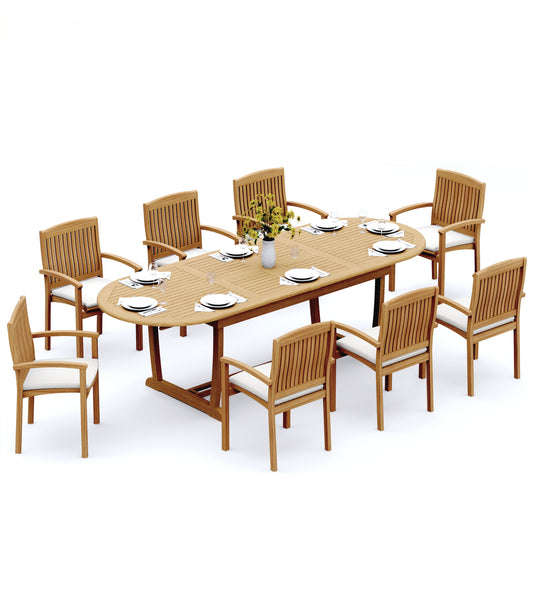 117" Oval Table with Trestle Legs and Wave Chairs