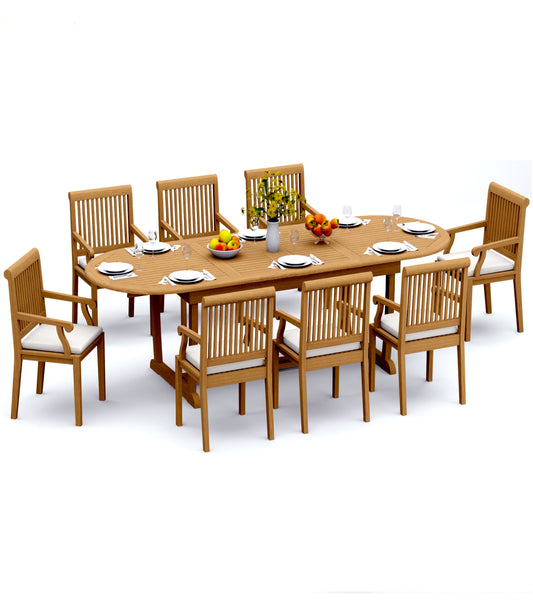 117" Oval Table with Trestle Legs and Sack Chairs