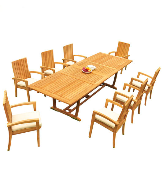 117" Rectangle Table with Trestle Legs and Goa Chairs