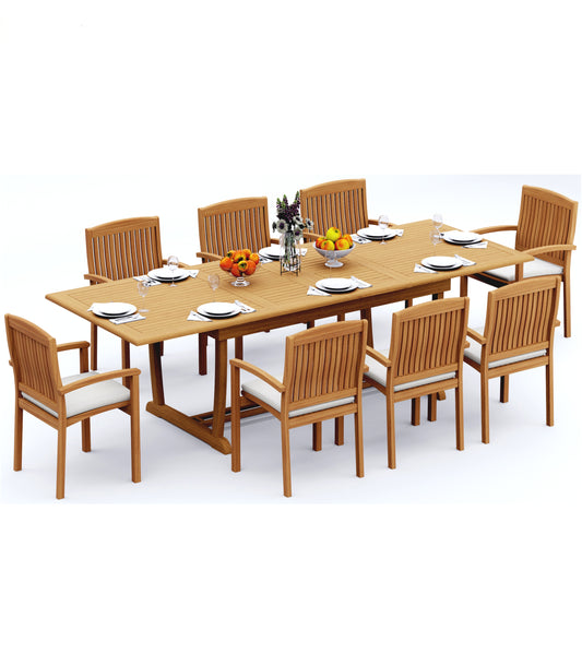 117" Rectangle Table with Trestle Legs and Wave Chairs
