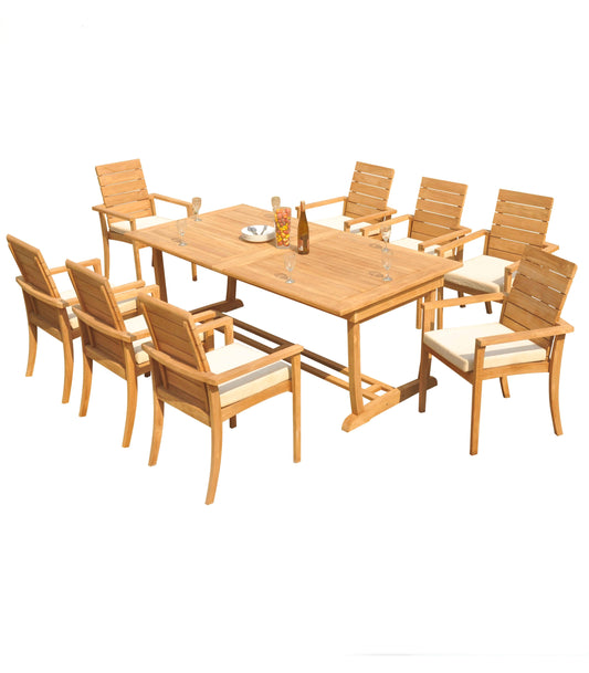 117" Rectangle Table with Trestle Legs and Algrave Stacking Chairs