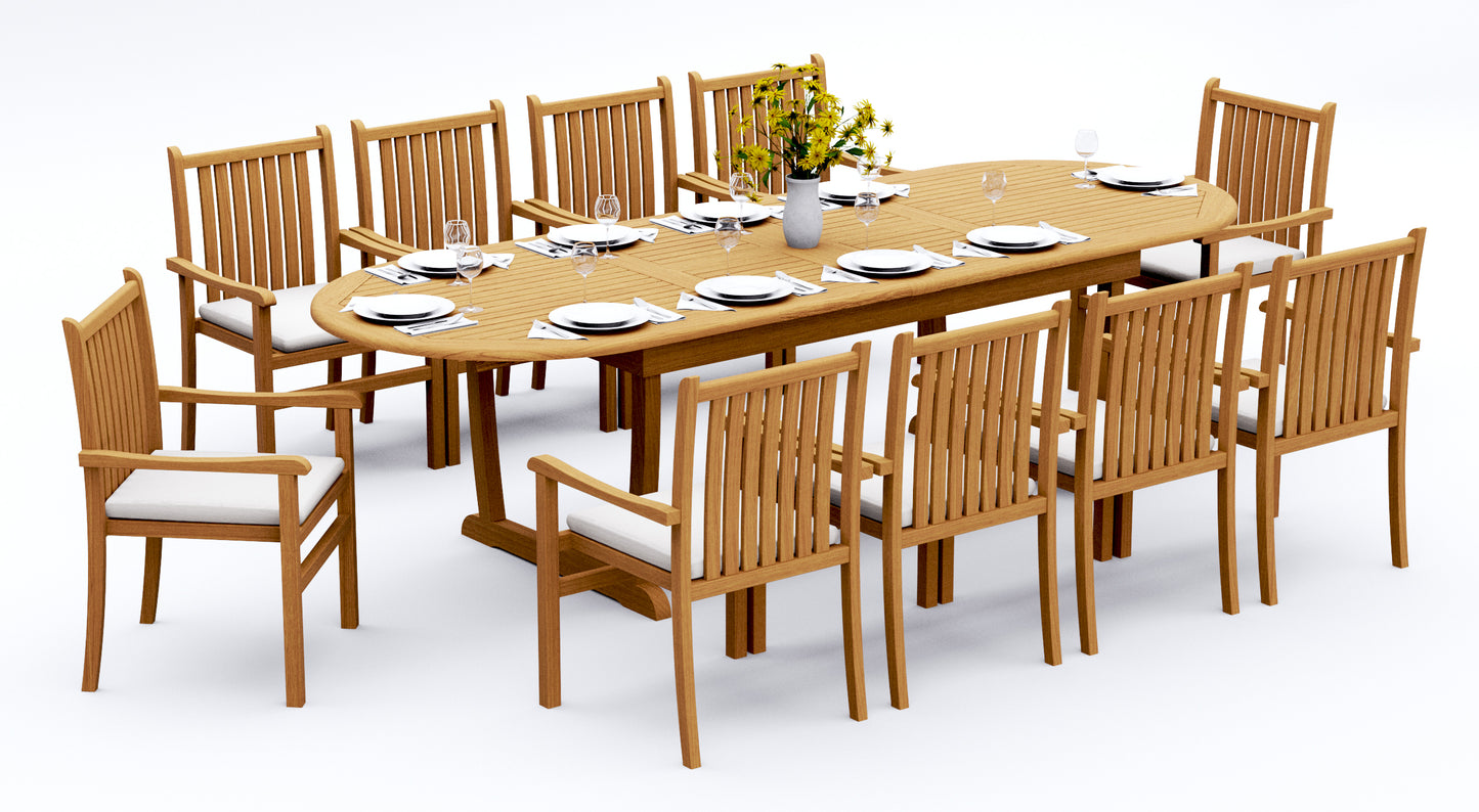 117" Oval Table with Trestle Legs and Cahyo Chairs