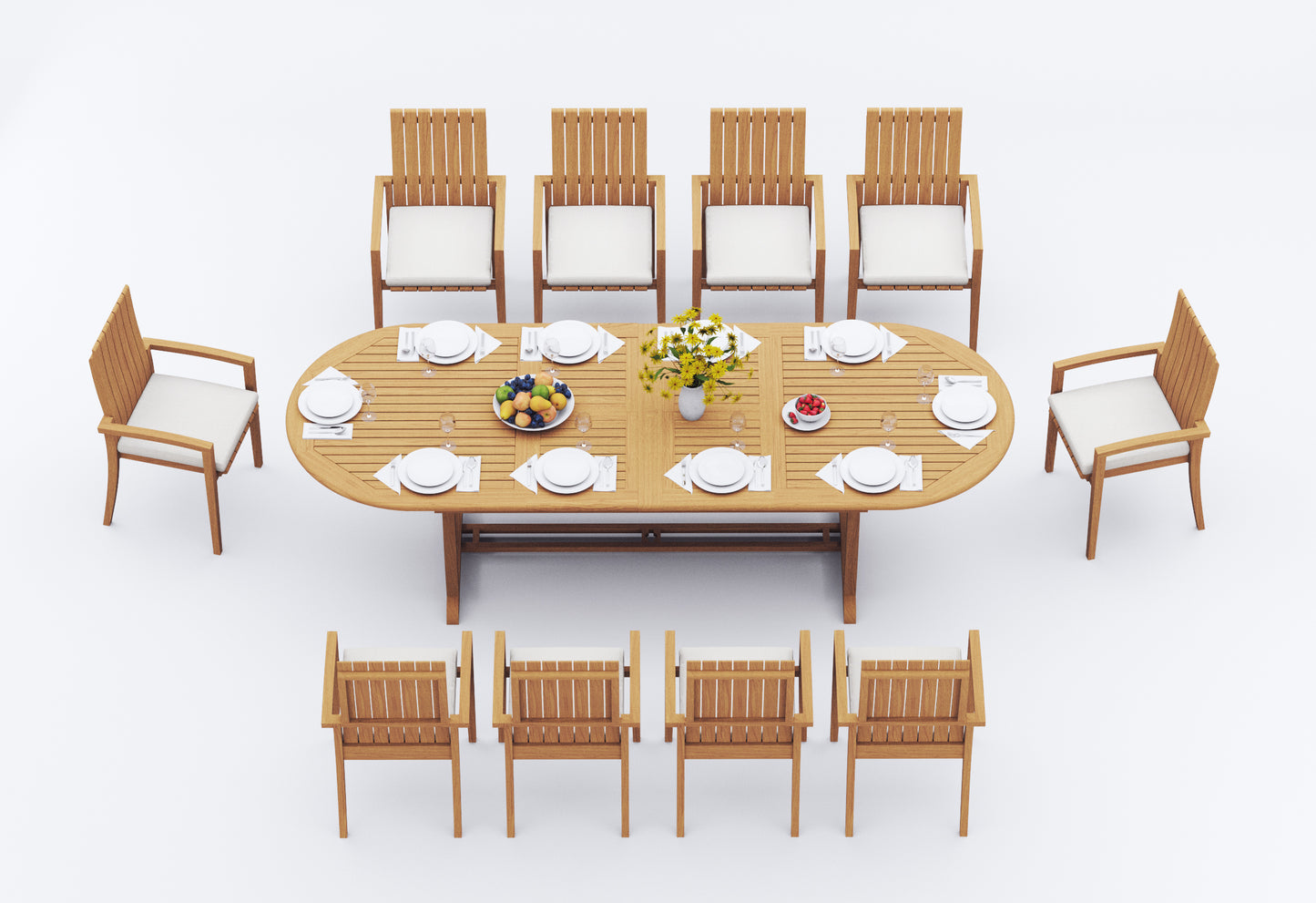 117" Oval Table with Trestle Legs and Goa Chairs