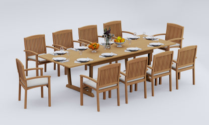 117" Rectangle Table with Trestle Legs and Wave Chairs