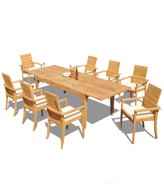 122" Caranas Dining Table with Algrave Stacking Chairs