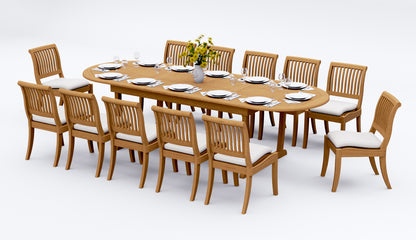 117" Oval Table with Trestle Legs and Arbor Armless Chairs