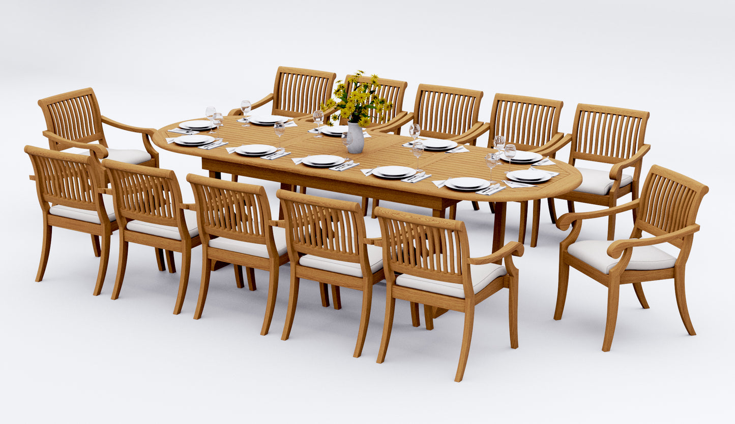 117" Oval Table with Trestle Legs and Arbor Arm Chairs