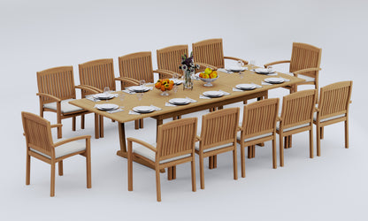 117" Rectangle Table with Trestle Legs and Wave Chairs