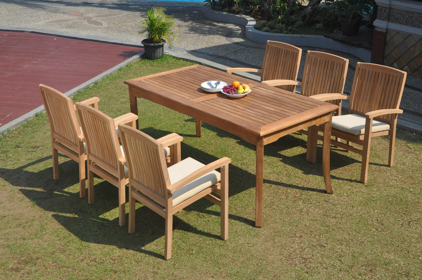 60" Rectangle Table with 6 Wave Chairs