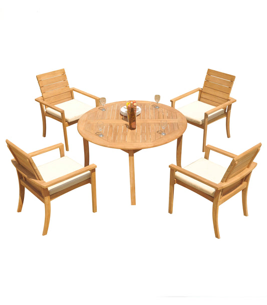 48 Fixed Round Table and with 4 Algrave Stacking Chairs