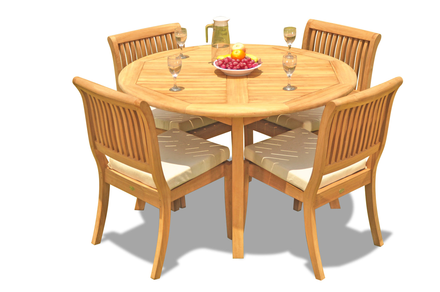 48 Fixed Round Table and with 4 Arbor Armless Chairs