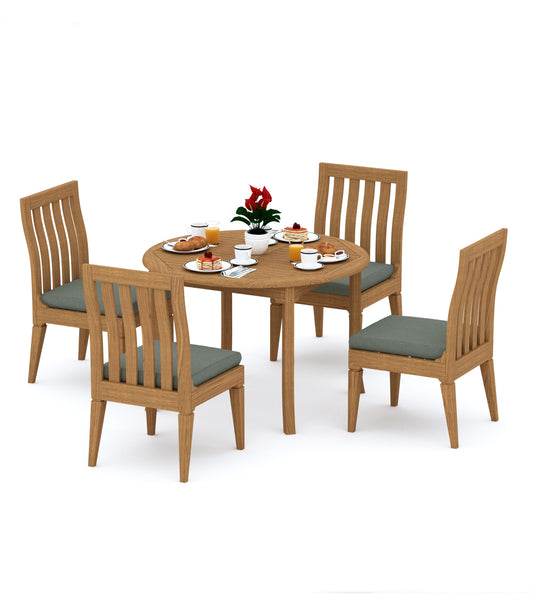 48 Fixed Round Table and with 4 Caranas Armless Chairs