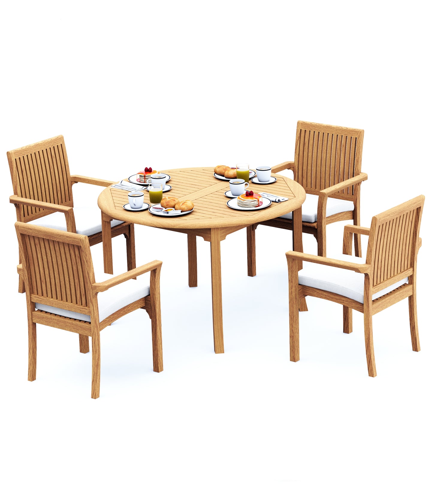 48 Fixed Round Table and with 4 Lua Chairs