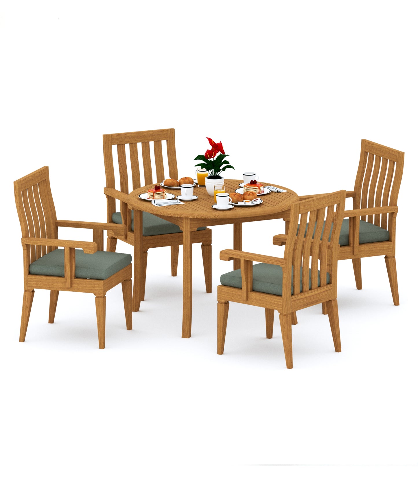 48 Fixed Round Table and with 4 Caranas Arm Chairs