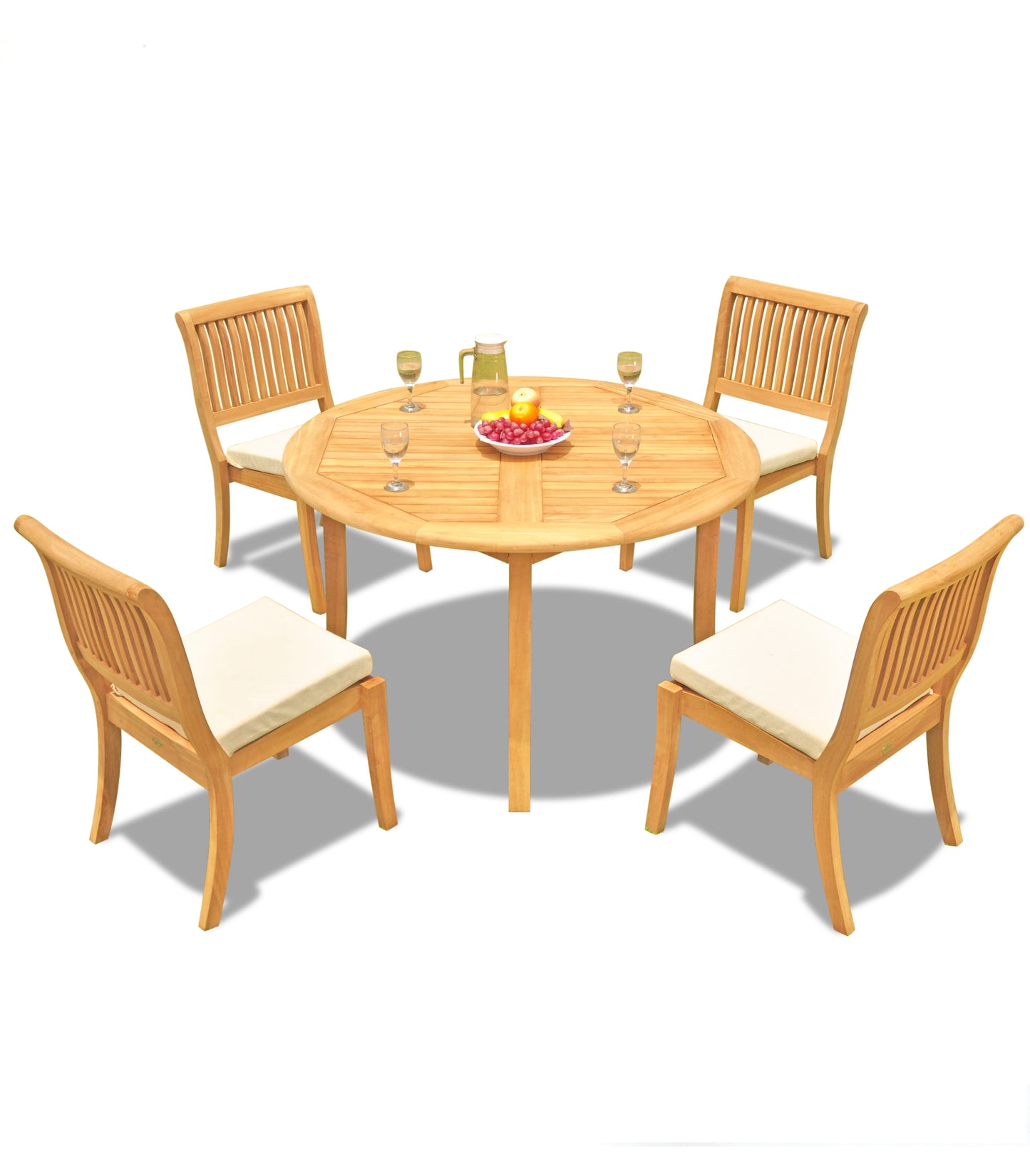 48 Fixed Round Table and with 4 Arbor Armless Chairs