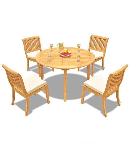 48 Fixed Round Table and with 4 Arbor Armless Chairs