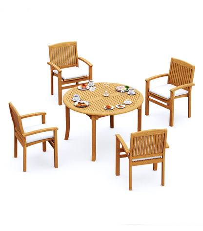 48 Fixed Round Table and with 4 Wave Chairs