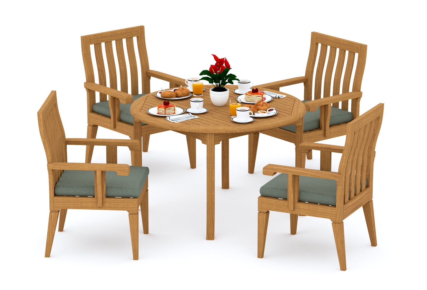 48 Fixed Round Table and with 4 Caranas Arm Chairs