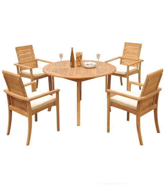 52 Round Table and with 4 Algrave Stacking Chairs