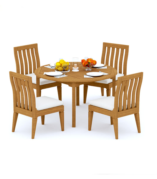 52 Round Table and with 4 Caranas Armless Chairs