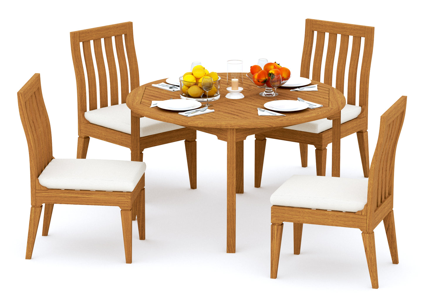 52 Round Table and with 4 Caranas Armless Chairs