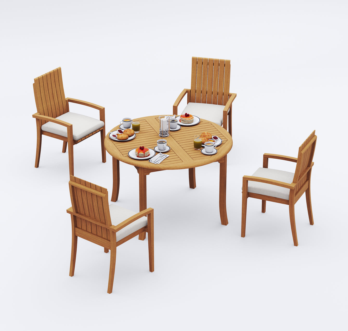 48 Fixed Round Table and with 4 Goa Chairs