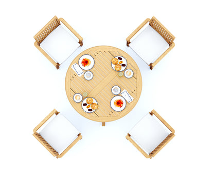 48 Fixed Round Table and with 4 Lua Chairs