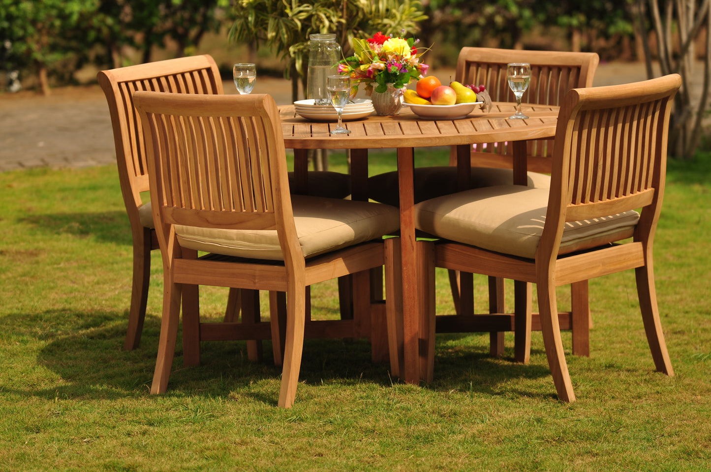 48 Round  Butterfly Table and with 4 Arbor Armless Chairs