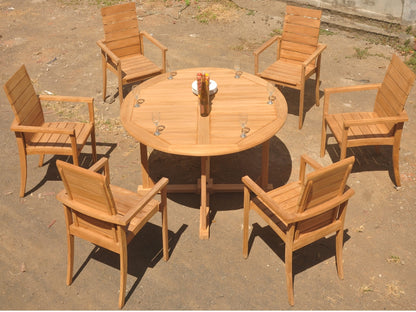 60" Round Table with 6 Algrave Stacking Chairs