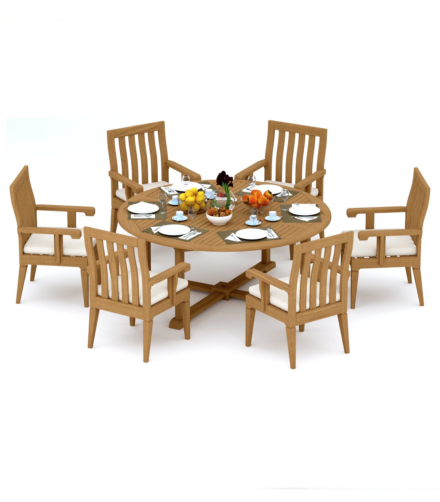 60" Round Table with 6 Caranas Arm Chairs