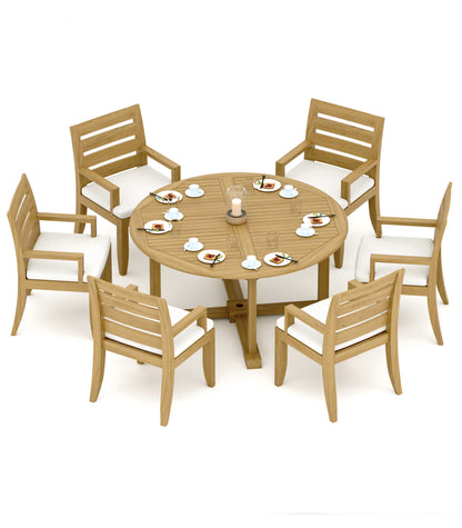 60" Round Table with 6 Atnas Arm Chairs