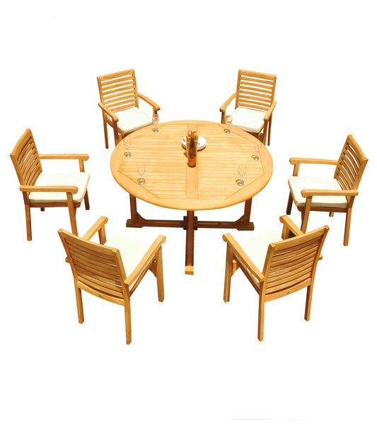 60" Round Table with 6 Hari Chairs