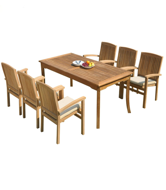 60" Rectangle Table with 6 Wave Chairs