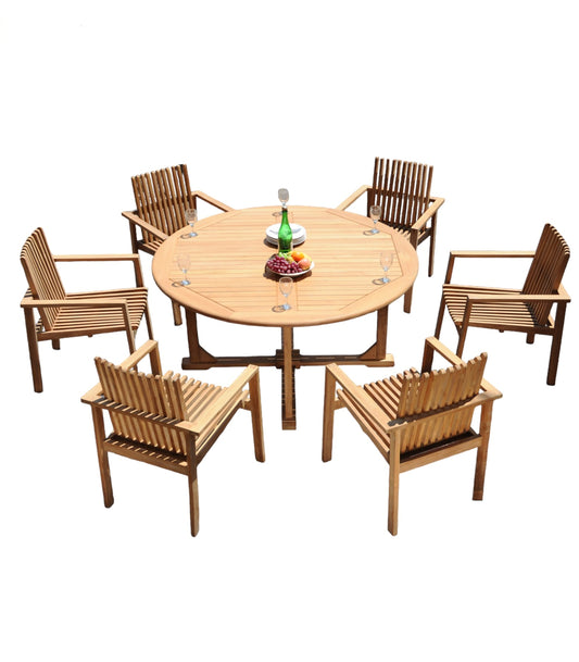60" Round Table with 6 Clipper Chairs