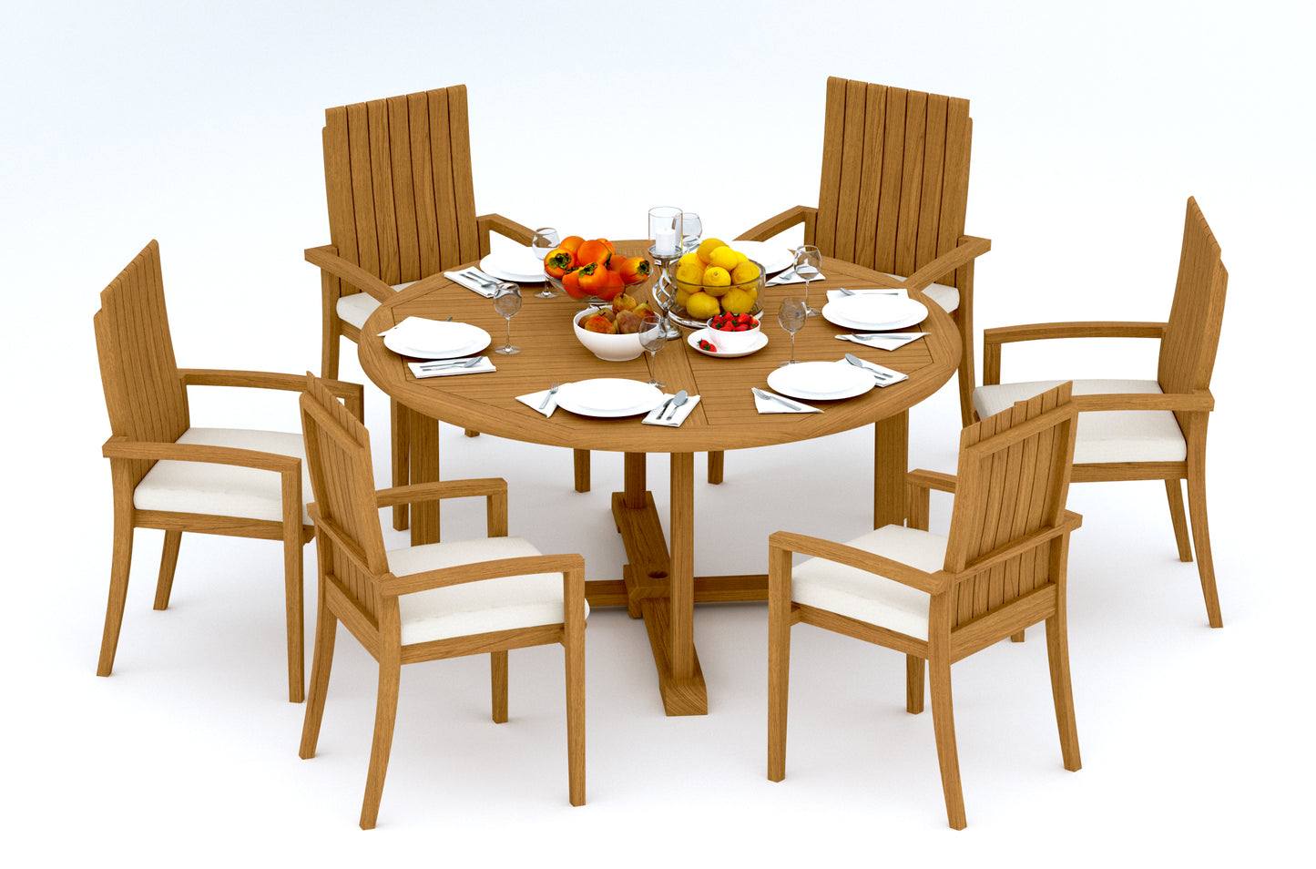 60" Round Table with 6 Goa Chairs