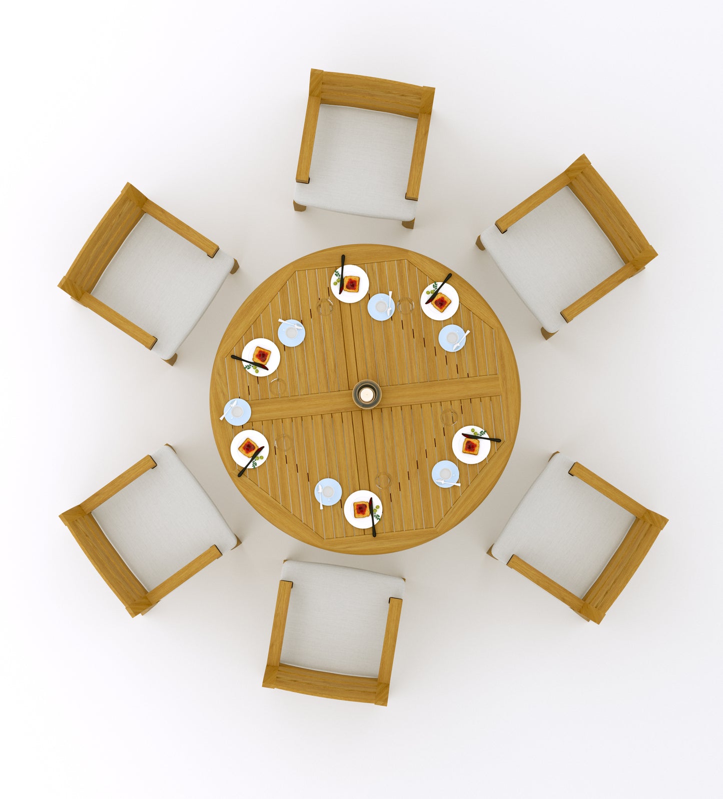 60" Round Table with 6 Atnas Arm Chairs