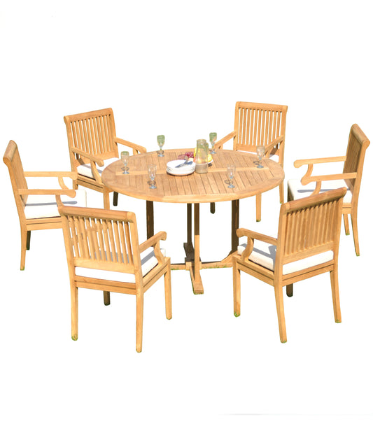 60" Round Table with 6 Sack Chairs