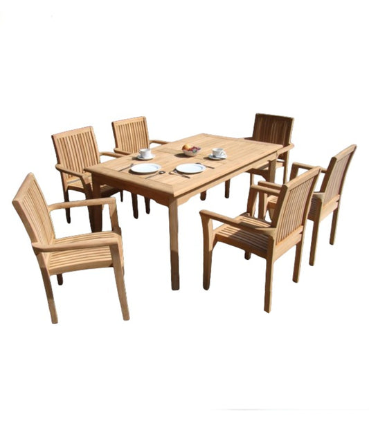 71" Rectangle Table with 6 Lua Chairs