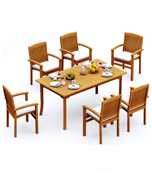 71" Rectangle Table with 6 Wave Chairs